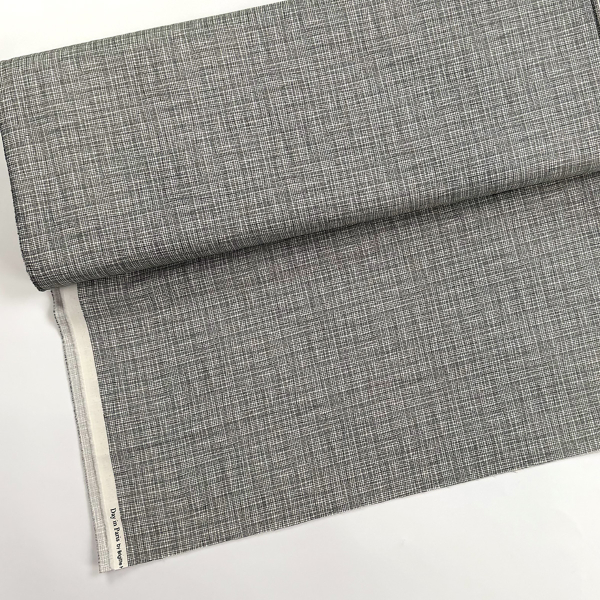 Preview: ST10199 Stoff Webware Baumwolle Meterware weiß mit schwarzem Gittermuster Meterware MODA